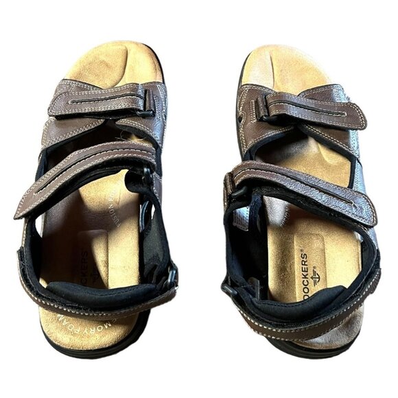 Dockers Mens Brown Adjustable Strap Sandals 12M Memory Foam Comfort Footbed - Picture 5 of 7